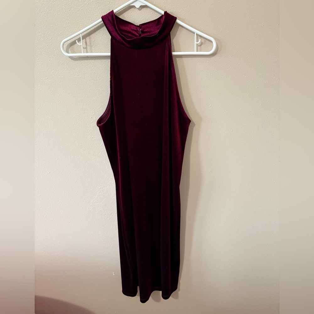 Green Envelope Deep Red Velvet Like Dress size small